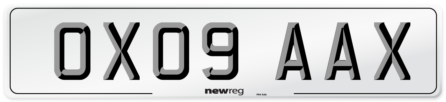 OX09 AAX Number Plate from New Reg